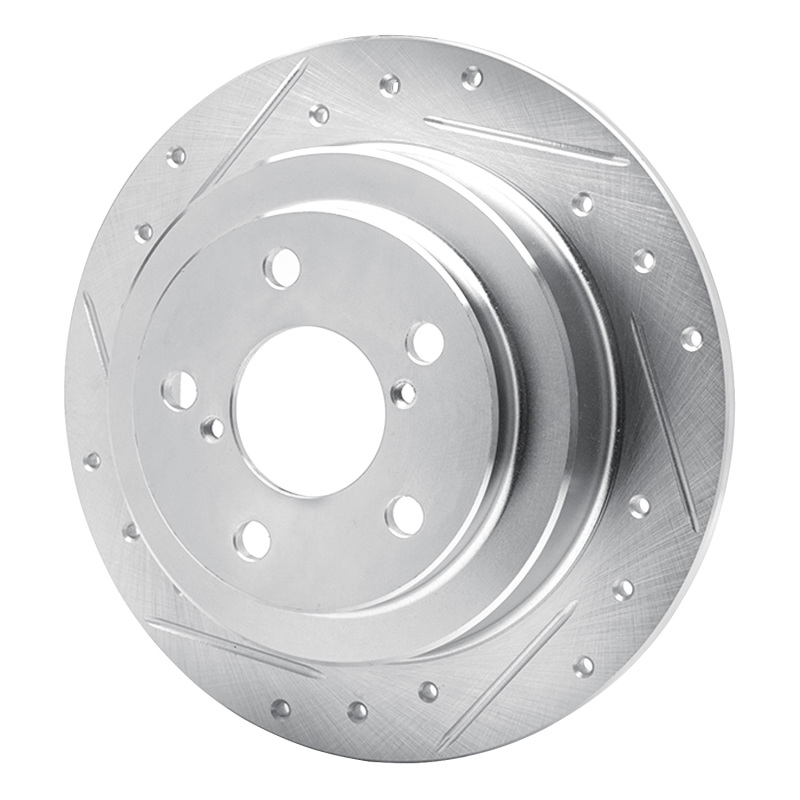 Saab 9-2X Brake Rotor (1) - Rear Left - R1 Concepts - Drilled & Slotted - Silver - `90-`08